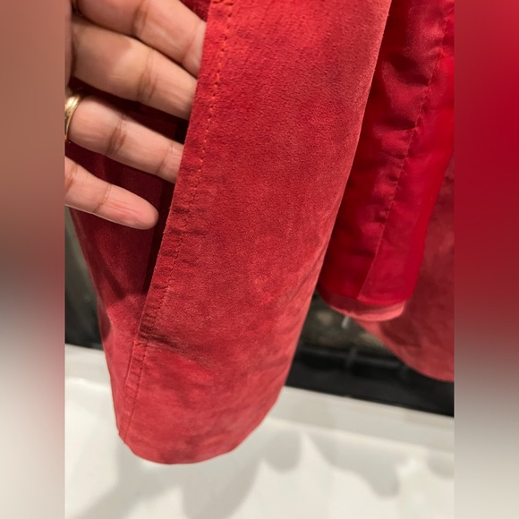 Women's Red Leather Suede Lagenlook Jacket Size 2X - Picture 10 of 10